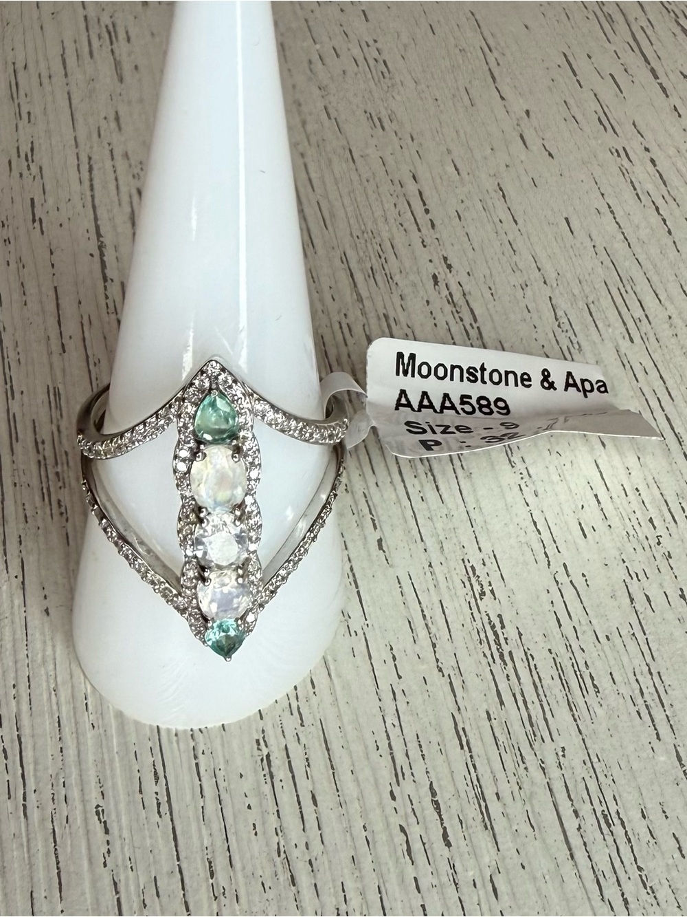 Moonstone & Apatite .925 Sterling Silver Ring